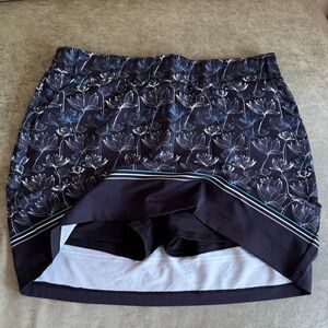 Black Floral Athletic Skort with Built-in Shorts